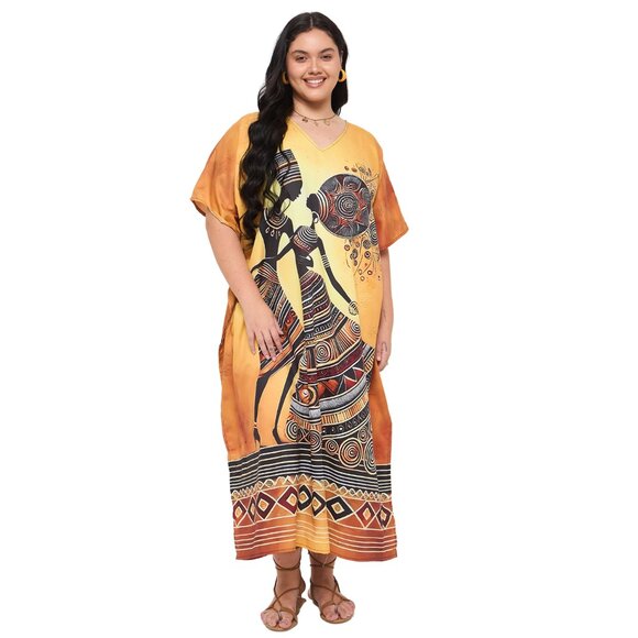 Gypsie Blu Plus Size Women Caftan Dress Summer Wear Maxi Dresses for Party Wear - Picture 3 of 9